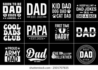 Father's Day Typography T Shirt Design Bundle