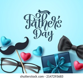 Father's day vector background design. Happy father's day greeting text in blue background for card elements decoration. Vector illustration.
