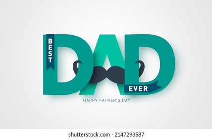 Father's day vector banner design. Happy Father's day greeting text in paper cut dad typography for card decoration background. Vector illustration.
