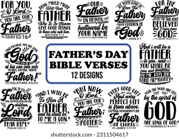 Father's Day Vector Design, Vector Bundle, Vintage hand-drawn calligraphy, black and white, bible verse vector, bible quotes, Christian design svg