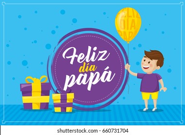 Father's day vector design. Spanish translation of happy day dad.