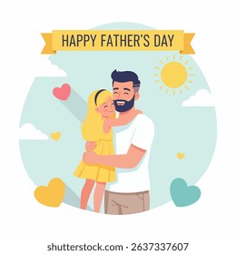 father's day vector, a father holds his daughter