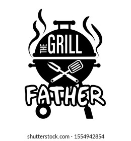 Fathers day vector file. Grill party decor. BBQ clip art. Isolated on transparent background.