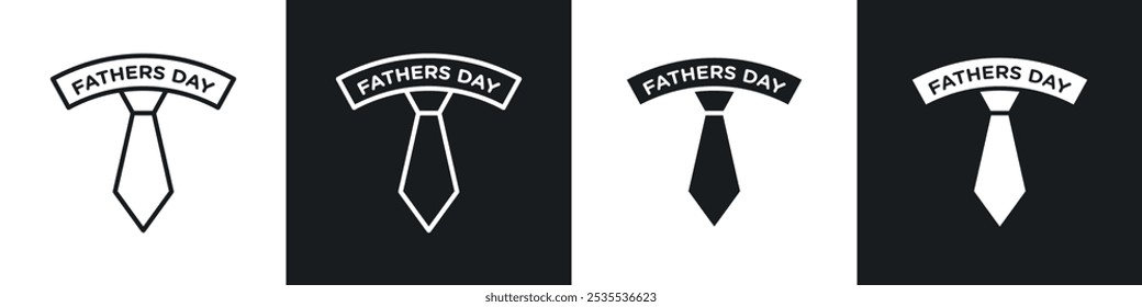 Fathers day vector icon set in black and white. EPS 10 illustration