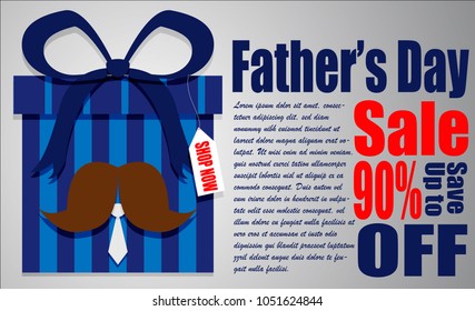 Father's day vector illustration advertising poster/card/sign/flyer. Gift box design father's day gift/present
