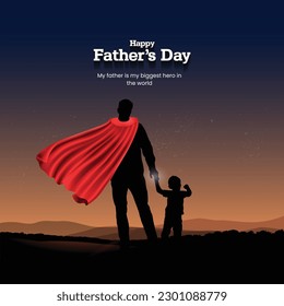 Father's Day vector illustration. Fathers Day banner, poster, social media post design. Fathers Day concept.