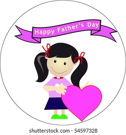  fathers day vector illustration beautiful card with a girl holding a heart