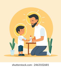 Father's day vector illustration, design element for greeting card, poster, banner and flyer