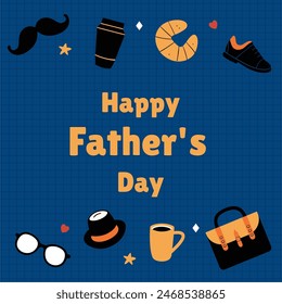 Father's day vector illustration, design element for greeting card, poster, banner and flyer. Happy Father's Day greeting card or banner