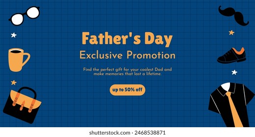 Father's day vector illustration, design element for greeting card, poster, banner and flyer. Happy Father's Day greeting card or banner