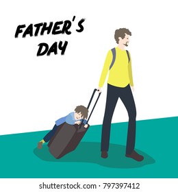 Father's day. Vector illustration with father and son.