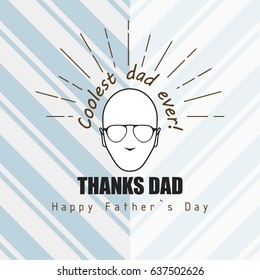 Father's Day Vector Illustration Greeting Card Bald Dad With Glasses