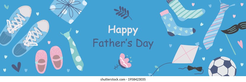Fathers day vector illustration set in modern style