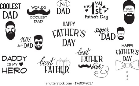 Father's Day Vector Set, Father's day quote sticker bundle, Dad sayings svg
