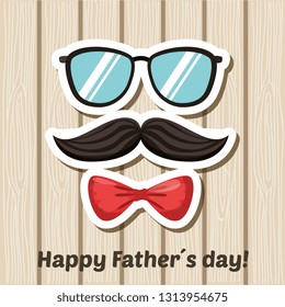 Fathers day vintage card glasses mustache and bow tie digital vector illustration image