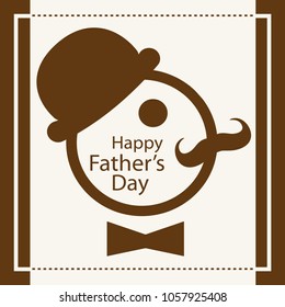 Father's day vintage greetings card. Gift for dad. Vector illustration with a hat and mustaches in a circle. Congratulations to your father, husband, grandfather.