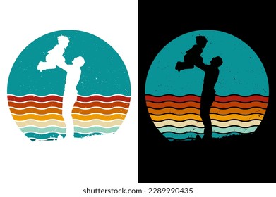fathers day vintage sunset template graphic t shirt design premium vector 