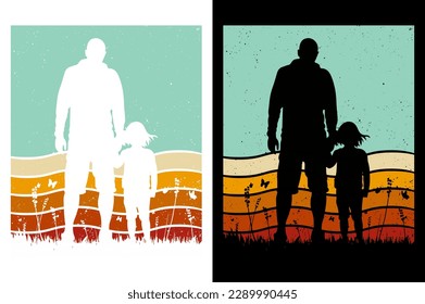 fathers day vintage sunset template graphic t shirt design premium vector 