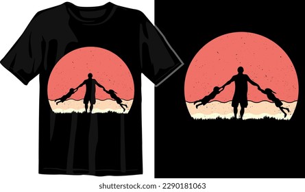 fathers day vintage sunset template graphic t shirt design premium vector 