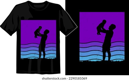 fathers day vintage sunset template graphic t shirt design premium vector 