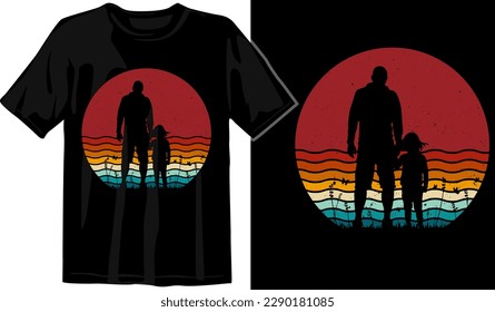fathers day vintage sunset template graphic t shirt design premium vector 