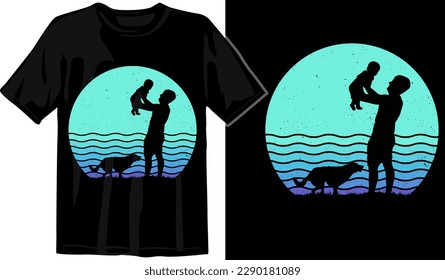 fathers day vintage sunset template graphic t shirt design premium vector 