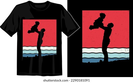 fathers day vintage sunset template graphic t shirt design premium vector 