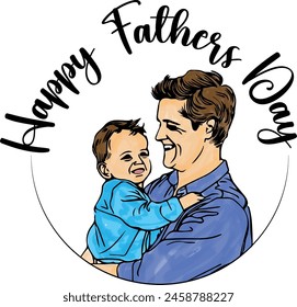 Fathers day watercolor illustration, best father ever, best dad t-shirt and card design.