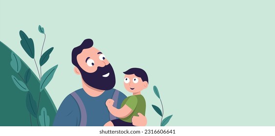 Fathers day web and wishes banner, father's day copy space for text massage greeting and web page illustration