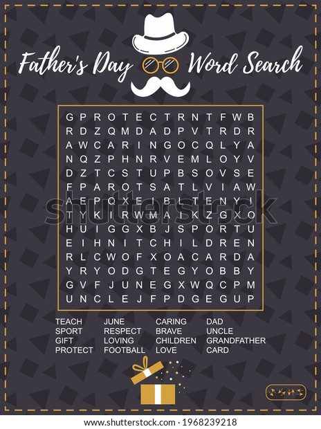Father\'s\
Day word search puzzle. Crossword suitable for social media post. \
For learning English words. Vector\
illustration
