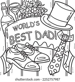 Fathers Day Worlds Best Dad Coloring Page for Kids