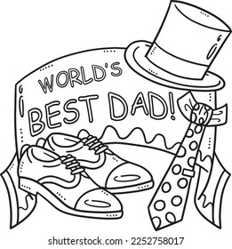 Fathers Day Worlds Best Dad Isolated Coloring Page