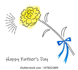 Fathers Day yellow carnation hand drawing line art