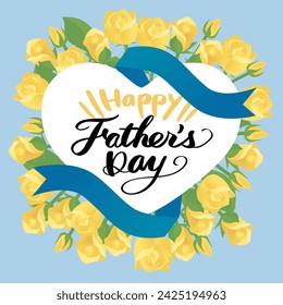 Father's Day Yellow Rose Flower Vector POP