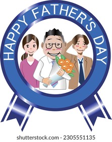 Fathers getting flowers from their children on Father's Day.
