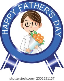 Fathers getting flowers from their children on Father's Day.

