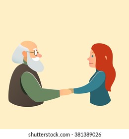 Father's grandparents greeting card - daughter granddaughter and his father or grandfather postcard