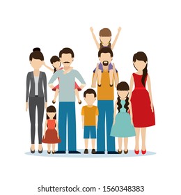 Fathers and mothers with sons design, Family relationship avatar lifestyle person and character theme Vector illustration