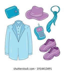 Father's outfit colored vector illustration. isolated with hand drawn style