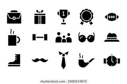Fathers related object icon filled vector set illustration
