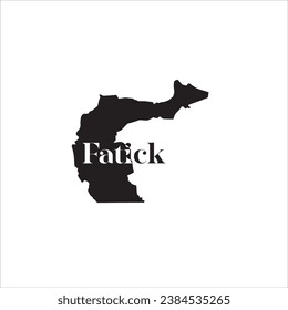 Fatick map and black lettering design on white background