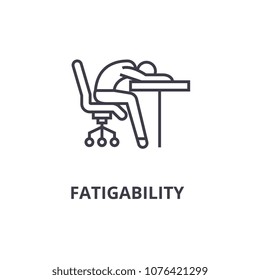 fatigability thin line icon, sign, symbol, illustation, linear concept, vector 