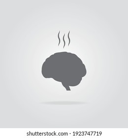 Fatigue brain flat icon on grey background. Chronic burnout syndrome. Exhausted brain. Vector