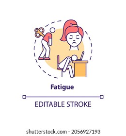 Fatigue Concept Icon. Air Pollution Disease Idea Thin Line Illustration. Extreme Tiredness. Poor Air Quality. Confusion And Disorientation. Vector Isolated Outline RGB Color Drawing. Editable Stroke