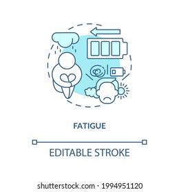 Fatigue concept icon. Feeling of tiredness. Human problems after disease. Diabetes results abstract idea thin line illustration. Vector isolated outline color drawing. Editable stroke