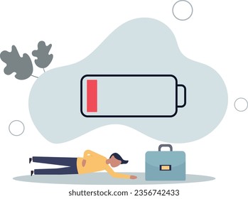 Fatigue exhausted office worker, burnout from overwork routine or run out of inspiration concept.flat vector illustration.