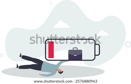 Fatigue exhausted office worker, burnout from overwork routine or run out of inspiration concept.flat characters.