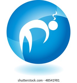 Fatigue figure web button isolated on a background