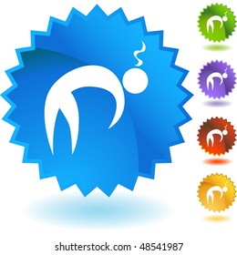Fatigue figure web button isolated on a background