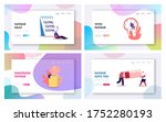 Fatigue Landing Page Template Set. Tiny Exhausted Characters at Huge Coffee Cup, Liquid Watches of Salvador Dali, Low Battery Power and Sheet with Sleep Writing. Cartoon People Vector Illustration